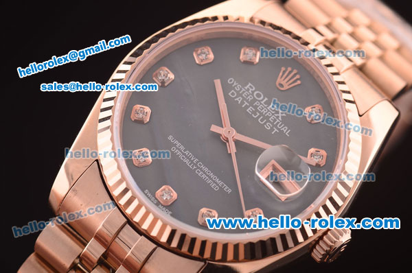 Rolex Datejust Oyster Pertual Automatic with MOP Dial and Full RG Case and RG Strap-ETACoating - Click Image to Close